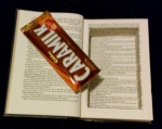 image of a book safe hiding a chocolate bar